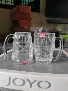 Clear Glass Beer Mugs Set of 2 unused