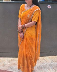 Vibrant Orange Saree