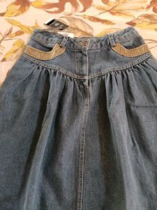 Vintage Denim Midi Skirt
