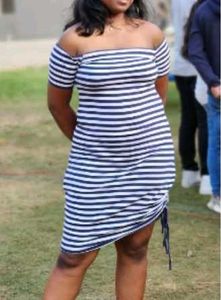 Striped Off-Shoulder Mini Dress