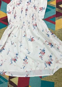 White Floral Button-Up Mini Dress