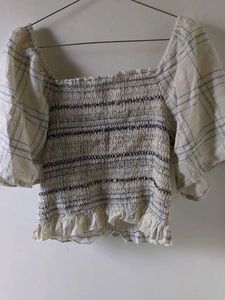 Smocked Square Neck Crop Top