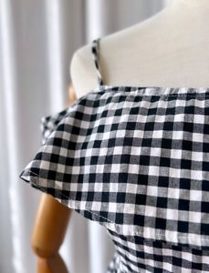 Gingham Off-Shoulder Midi Dress