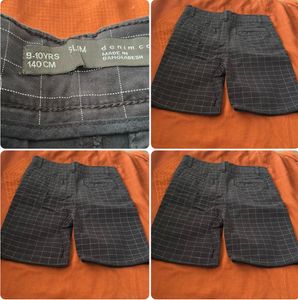 Grid Pattern Shorts For Boys Age 9-10