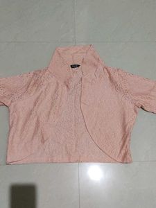 Peach Cropped Shrug