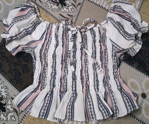 Chic Striped Peplum Top