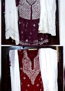Embroidered Mirror Kurta Set with Dupatta Combo