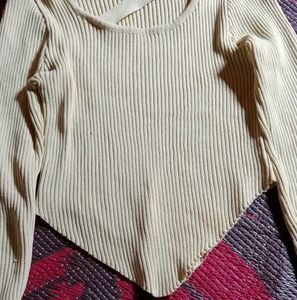 Ribbed Knit Asymmetrical Top