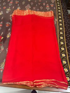red golden saree