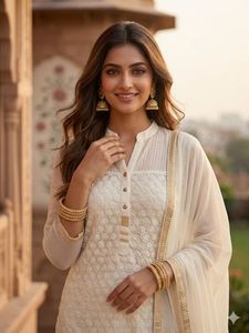 Elegant Cream Chikankari Kurta