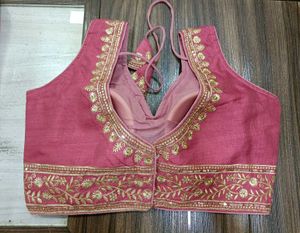 Embroidered Pink Silk Blouse