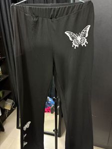 Black Butterfly Print Joggers