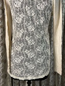 Striped Lace Detail Top