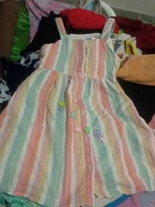 Rainbow Stripe Button-Front Dress