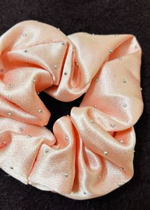 Sparkly Pink Satin Scrunchie