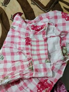 Pretty Pink Gingham Floral Gown