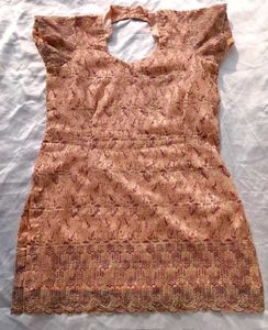 Elegant Peach Embroidered Kurta Set