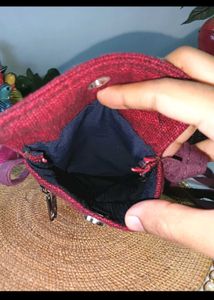 Brown Embroidered Sling Bag