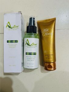 (offer🔥)A'live hydrating face mist & gold scrub S