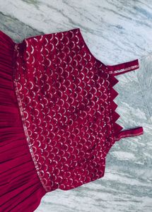 Magenta Peplum Kurti with Embellished Bodice