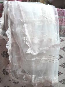 White Net Dupatta With Embroidery