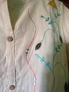 Cream Embroidered Kurta/dress