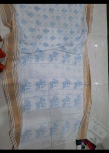 Pure Cotton White  Saree