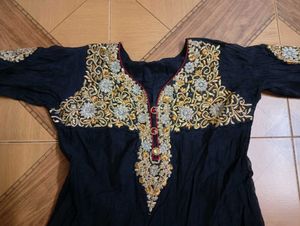 Elegant Black Embroidered anarkali kurta