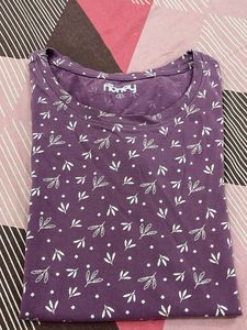 Purple Leaf Print T-Shirt
