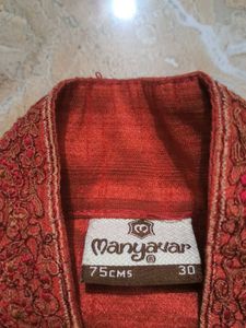 Men's Orange Embroidered Kurta