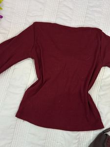 Chic Burgundy Long-Sleeve Tie-Front Top