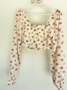 Floral Long Sleeve Crop Top