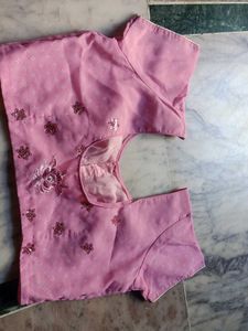 Beautiful Pink Sequinned Saree with Blouse