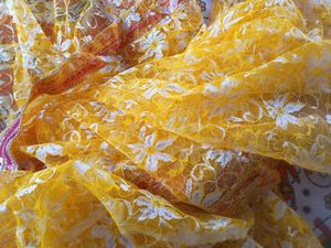 Kids Yellow Floral Net Saree