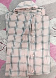 Men's Pink Checkered Casual Shirt