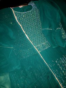 Green Embellished sharara suit