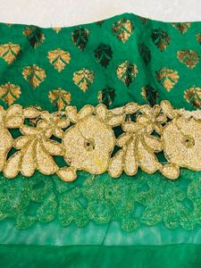 Green Anarkali with bottom and dupatta