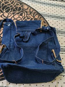 Denim Backpack with Star Embellishments