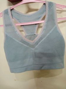 Light Blue Mesh Sports Bra