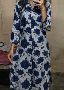 Blue Floral Print Kurta with plazzo