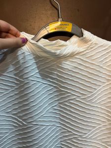 White Textured Mock Neck Tee
