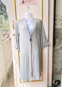 Chic Grey Long Cardigan