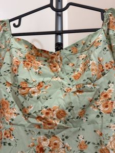 Floral Puff Sleeve Sweetheart Dress
