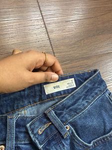 Classic Blue Denim Wide Leg Jeans