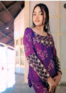 Stunning Purple Kurta Set with Gold Embellishments