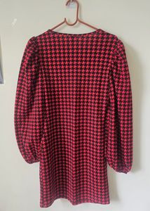 Houndstooth Print Mini Dress