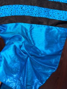 Blue &amp; Black Sleeveless stiched Dress
