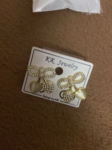 Bow & Heart Drop Earrings