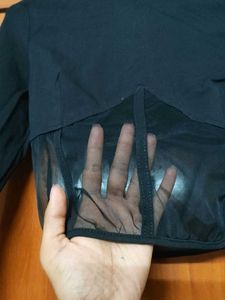 Sheer Corset Detail Long Sleeve Top