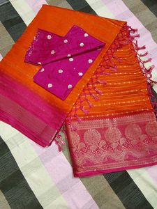 Beautiful Orange and Pink Saree